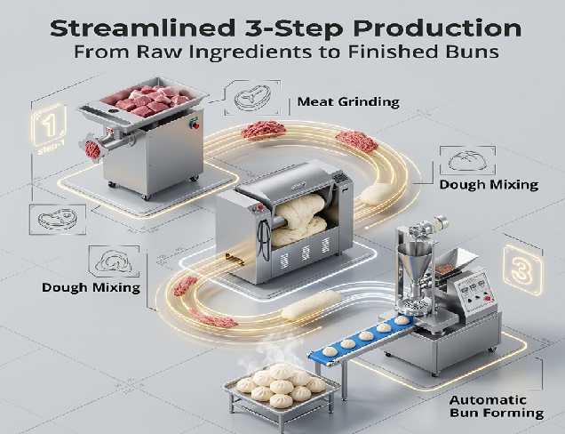 Commercial Chinese steamed bun processing production line